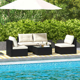 5 Pieces Outdoor Patio Furniture Set with Cushions and Coffee Table