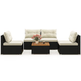 5 Piece Outdoor Furniture Set with Solid Tabletop and Soft Cushions-Off White