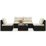 5 Pieces Outdoor Patio Furniture Set with Cushions and Coffee Table