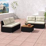 5 Piece Outdoor Furniture Set with Solid Tabletop and Soft Cushions-Off White