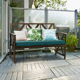 Outdoor Garden Bench with Sponge-Padded Cushion-Brown