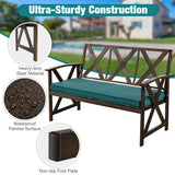 Outdoor Garden Bench with Sponge-Padded Cushion-Brown