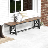 3-4 Person Outdoor HDPE Bench with Metal Frame-Brown