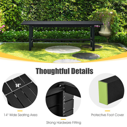 47 Inch Outdoor Chair with Slatted Seat Plastic Coated Iron Frame-Black