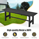 47 Inch Outdoor Chair with Slatted Seat Plastic Coated Iron Frame-Black