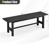 47 Inch Outdoor Chair with Slatted Seat Plastic Coated Iron Frame-Black