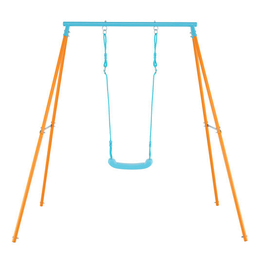 Outdoor Heavy Duty Metal Toddler Swing Set with Stand-Orange