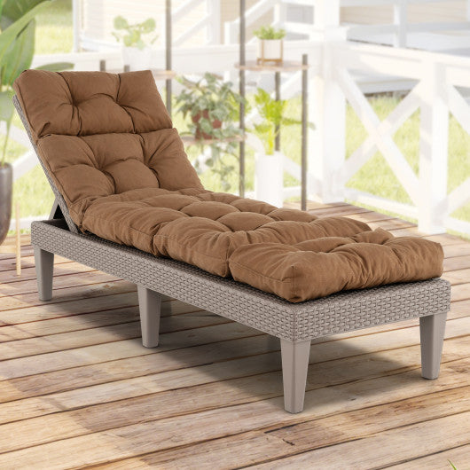 Outdoor Lounge Chaise Cushion with String Ties for Garden Poolside-Brown