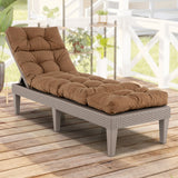 Outdoor Lounge Chaise Cushion with String Ties for Garden Poolside-Brown