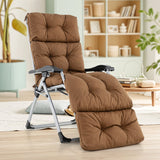 Outdoor Lounge Chaise Cushion with String Ties for Garden Poolside-Brown