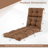 Outdoor Lounge Chaise Cushion with String Ties for Garden Poolside-Brown