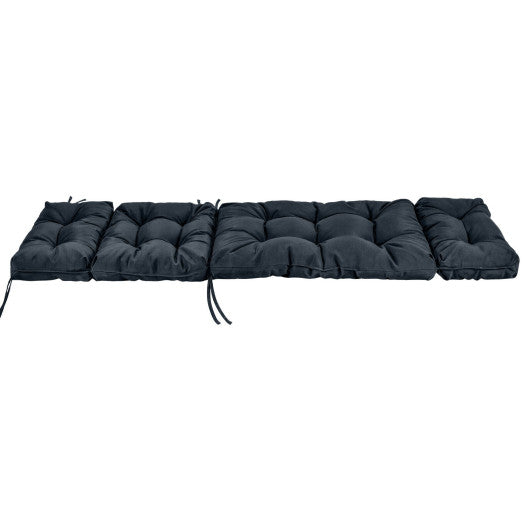 Outdoor Lounge Chaise Cushion with String Ties for Garden Poolside-Gray