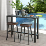 48/55 Inch Outdoor Bar Table with Waterproof Top and Heavy-duty Metal Frame-M
