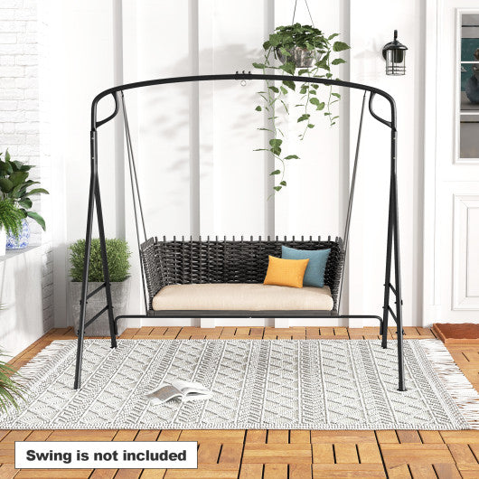 Outdoor Metal Swing Frame with Extra Side Bars-Black