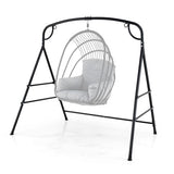 Outdoor Metal Swing Stand with 4 Support Bars and 2 Hanging Ways-Black