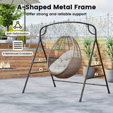 Outdoor Metal Swing Stand with 4 Support Bars and 2 Hanging Ways-Black