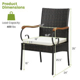 Set of 2/4 Outdoor PE Wicker Chair with Acacia Wood Armrests-Set of 4