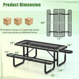 Outdoor Picnic Table and Bench Set for 8 Person with Seats and Mesh Grid-Black