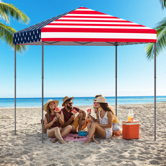 6.6 x 6.6 Feet Outdoor Pop-up Canopy Tent with UPF 50+ Sun Protection-Multicolor