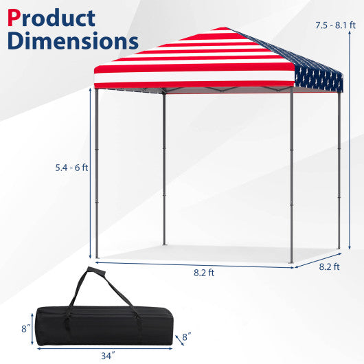 6.6 x 6.6 Feet Outdoor Pop-up Canopy Tent with UPF 50+ Sun Protection-Multicolor