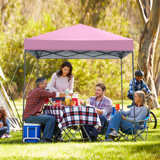 6.6 x 6.6 Feet Outdoor Pop-up Canopy Tent with UPF 50+ Sun Protection-Pink