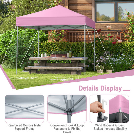 6.6 x 6.6 Feet Outdoor Pop-up Canopy Tent with UPF 50+ Sun Protection-Pink