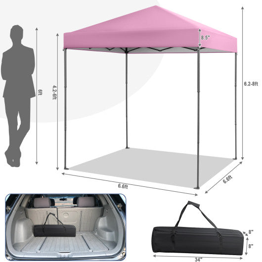 6.6 x 6.6 Feet Outdoor Pop-up Canopy Tent with UPF 50+ Sun Protection-Pink
