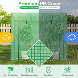 Outdoor Portable Walk-in Greenhouse with PE Cover Heavy-Duty Metal Frame Roll-up Zipper Door