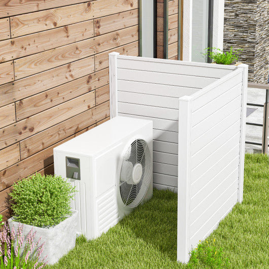 Freestanding 48 x 48 Inch Air Conditioner Fence with Metal Ground Stakes-White