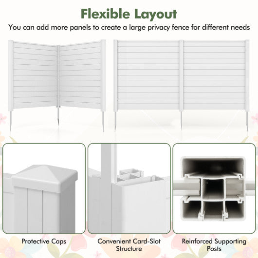Freestanding 48 x 48 Inch Air Conditioner Fence with Metal Ground Stakes-White