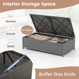 Outdoor Rattan Daybed Wicker Loveseat and 31 Gallon Storage Ottoman-Brown