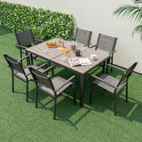 59 x 35 Inch Large Outdoor Rectangle Dining Table with Metal Legs