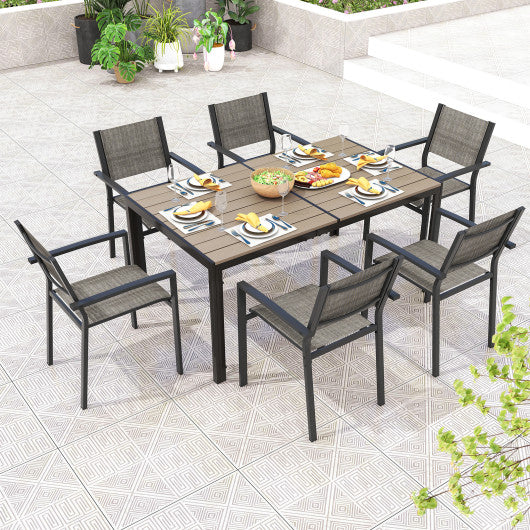 59 x 35 Inch Large Outdoor Rectangle Dining Table with Metal Legs