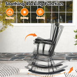 Outdoor Rocking Chair with Slatted Backrest-Black