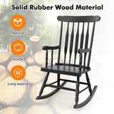 Outdoor Rocking Chair with Slatted Backrest-Black