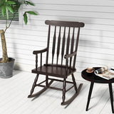 Rocking Chair with Solid Wooden Frame for Garden and Patio-Brown