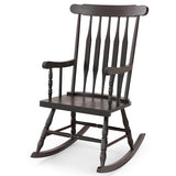 Rocking Chair with Solid Wooden Frame for Garden and Patio-Brown