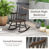 Rocking Chair with Solid Wooden Frame for Garden and Patio-Brown