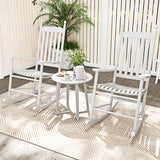 High-Back Acacia Wood Outdoor Rocking Chair with Solid Rocking Base-White