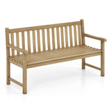 62 Inch Outdoor Teak Wood Bench with Backrest for Yard