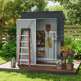 5 x 3 Feet Outdoor Storage Shed with Sloped Roof and Lockable Door-Gray