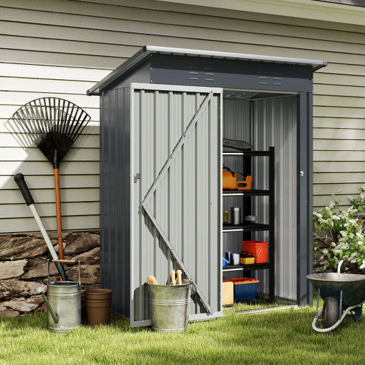 5 x 3 Feet Outdoor Storage Shed with Sloped Roof and Lockable Door-Gray