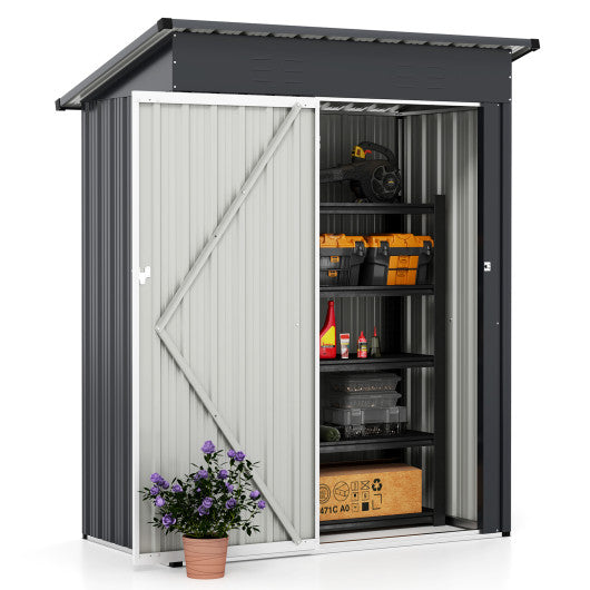 5 x 3 Feet Outdoor Storage Shed with Sloped Roof and Lockable Door-Gray