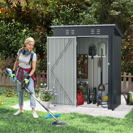 5 x 3 Feet Outdoor Storage Shed with Sloped Roof and Lockable Door-Gray