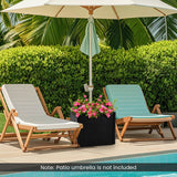 2-in-1 Outdoor Umbrella Base Planter Patio Umbrella Stand with Flower Box-Black