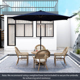 10 Feet Patio Umbrella with 112 Solar Lights and Crank Handle-Navy