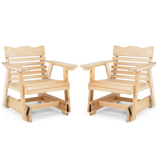 Outdoor Wood Rocking Chair with High Back and Widened Armrests