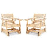 Outdoor Wood Rocking Chair with High Back and Widened Armrests