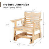 Outdoor Wood Rocking Chair with High Back and Widened Armrests