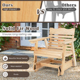 Outdoor Wood Rocking Chair with High Back and Widened Armrests